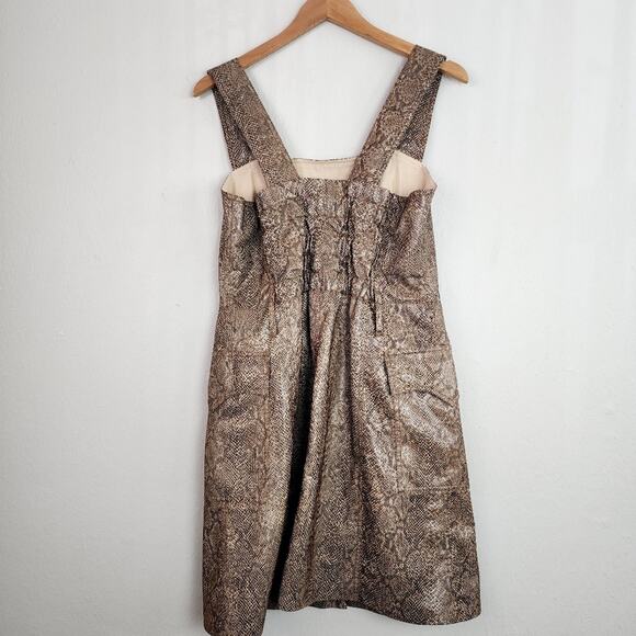 NANUSHKA Lorena Snake Print Sleeveless Dress | Elegant Brown Crepe | Size XL - Picture 9 of 12